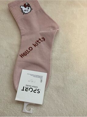 Hello Kitty Pink Crew Socks - Cotton Blend